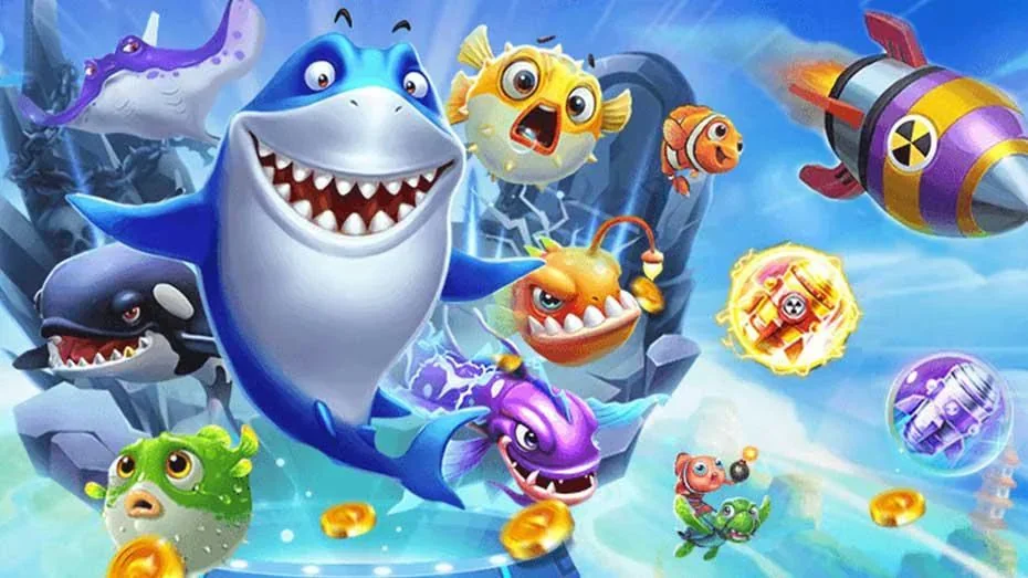 Suasana bawah laut pada permainan tembak ikan RAJASLOTO untuk perangkat mobile